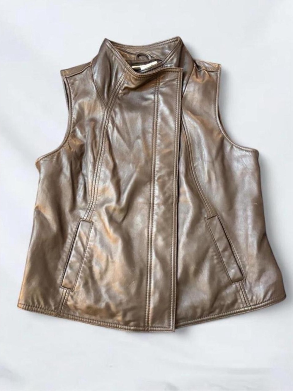 Liz Claiborne Brown Leather Sleeveless Vest